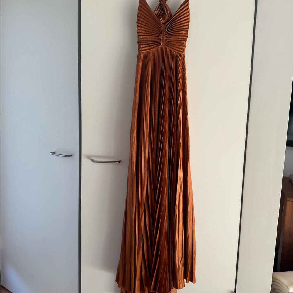 ALC Aries Pleated Maxi Dress Copper
